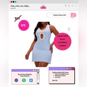 Fashion Nova Luxe Light Blue Mini Dress